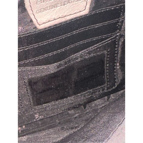 BEAUTIFUL UNIQUE GENUINE Leather Anuschka hand painted striped purse with floral - Picture 7 of 10